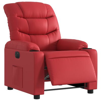 vidaXL Elektrinis atlošiamas krėslas, raudonos spalvos, dirbtinė oda