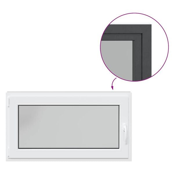 vidaXL Rūsio langas "RISOR", 110x50 cm, atverčiamas ir pasukamas, DIN, kairinis, antracito spalvos