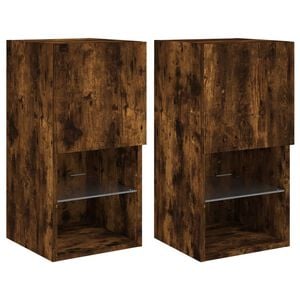 vidaXL TV spintelės su LED, 2vnt., dūminio ąžuolo, 30,5x30x60cm
