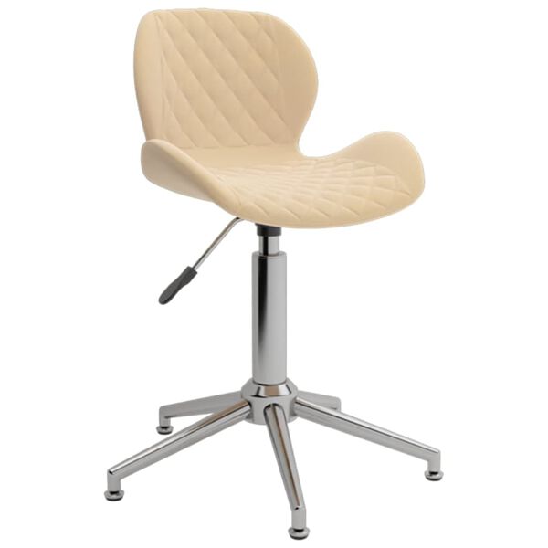 vidaXL Pasukama valgomojo kėdė, kreminės spalvos, aksomas