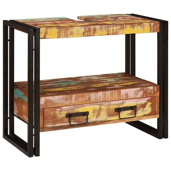 vidaXL Vonios kriauklės spintelė Kietas atnaujintas medis ir geležis