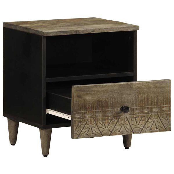 vidaXL naktinė spintelė &scaron;viesiai pilka 40x33x46 cm medžio masyvo mango