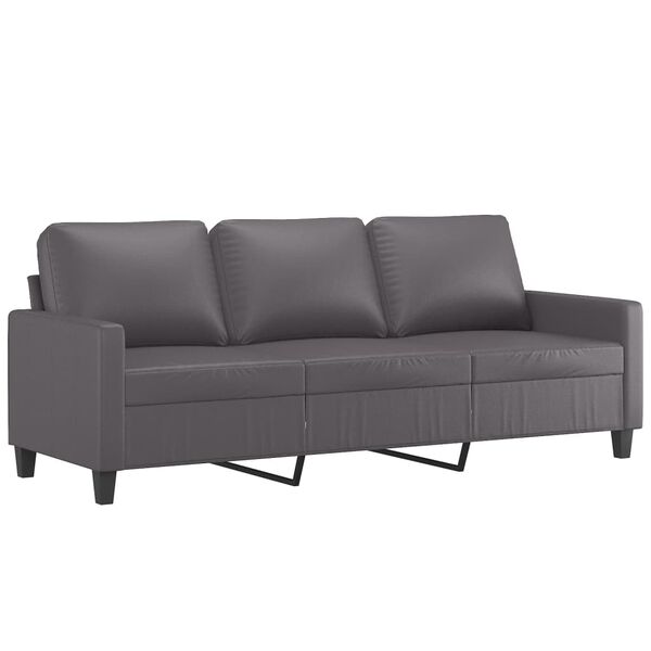 vidaXL Trivietė sofa, pilkos spalvos, 180cm, dirbtinė oda