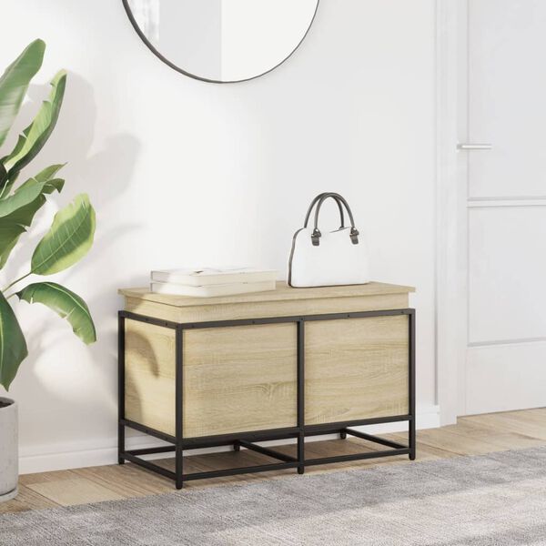 vidaXL Daiktadėžė su dangčiu, ąžuolo, 80x40x51,5cm, apdirbta mediena