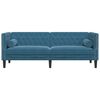 vidaXL Dvivietė chesterfield sofa su pagalvėlėmis, mėlyna, aksomas