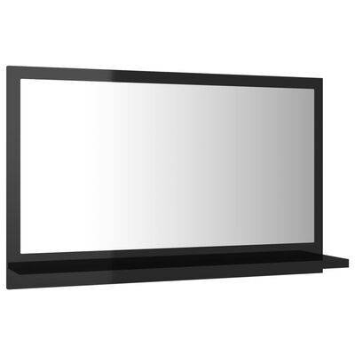 vidaXL Vonios kambario veidrodis, juodas, 60x10,5x37cm, MDP, blizgus