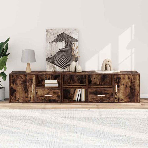 vidaXL Kampinė spintelė, dūminio ąžuolo, 200x40x45cm, apdirbta mediena