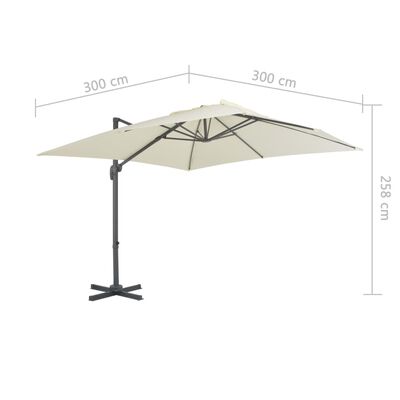 vidaXL Lauko skėtis su nešiojamu pagrindu, smėlio sp.