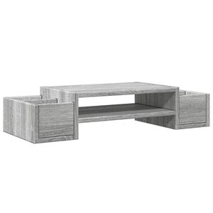 vidaXL Monitoriaus stovas su lentyna, pilka, 70x27x15cm, mediena