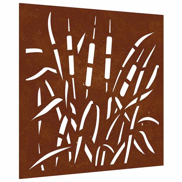vidaXL Sodo sienos dekoracija, 55x55cm, corten plienas, žolės dizaino