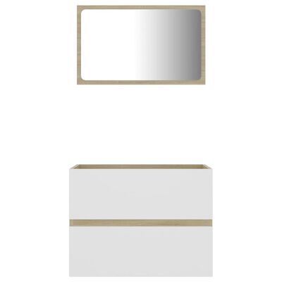 vidaXL Vonios kambario komplektas, 2 dalių, baltas ir ąžuolo, MDP