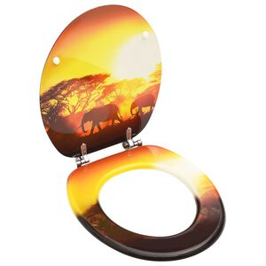 vidaXL Klozeto sėdynė su dangčiu, MDF, savanos dizaino