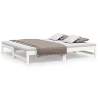 vidaXL Ištraukiama lova, balta, 2x(75x190)cm, pušies medienos masyvas