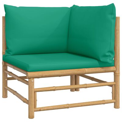 vidaXL Sodo komplektas su žaliomis pagalvėlėmis, 6 dalių, bambukas