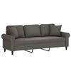 vidaXL Trivietė sofa su pagalvėmis, tamsiai pilka, 180cm, aksomas