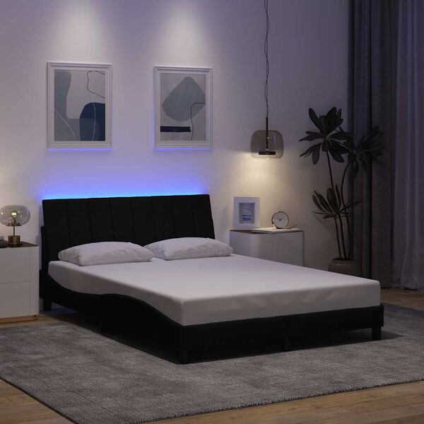 vidaXL Lovos rėmas be čiužinio, Hanko, juodos spalvos, 140x190cm, audinys