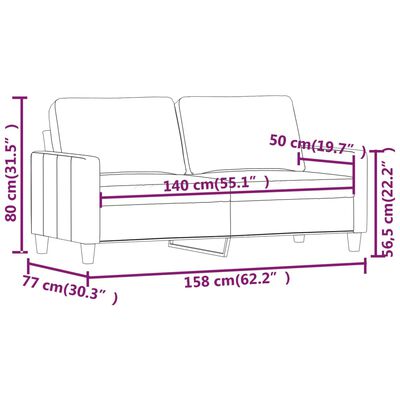 vidaXL Dvivietė sofa, kapučino spalvos, 140cm, dirbtinė oda