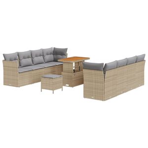 vidaXL Sodo Sofų Rinkinys 11 pcs smėlio ir &scaron;viesiai pilkos spalvos