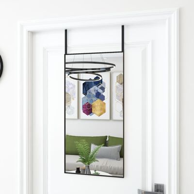 vidaXL Veidrodis ant durų, juodas, 40x80cm, stiklas ir aliuminis