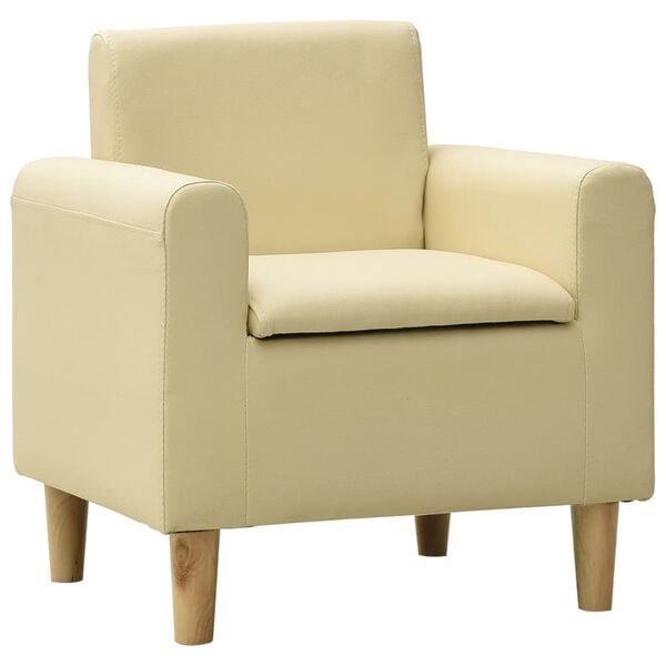 vidaXL Vaiki&scaron;ka sofa, kreminės baltos spalvos, dirbtinė oda