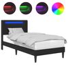 vidaXL Lovos rėmas su LED juostelėmis Juoda 90 x 200 cm Dirbtinė oda