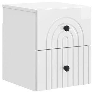 vidaXL Sieninis naktinis staliukas Itin blizgi balta 33 x 34,5 x 40 cm