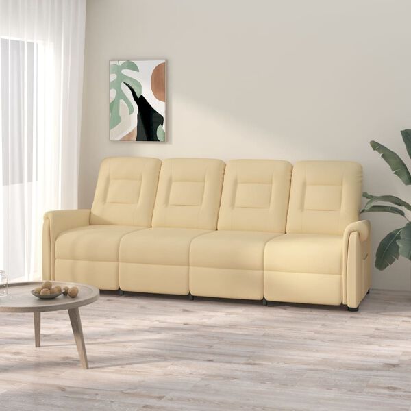 vidaXL Keturvietis atlošiamas masažinis krėslas, kreminis, audinys