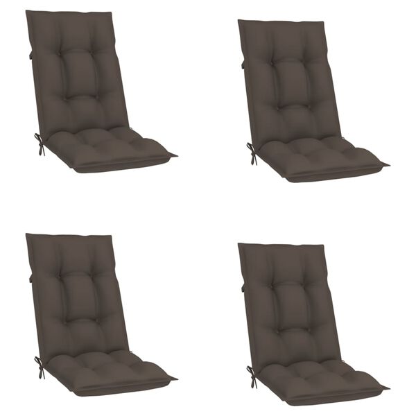 vidaXL Atlo&scaron;iamos sodo kėdės su pagalvėlėmis, 4vnt., tikmedžio masyvas