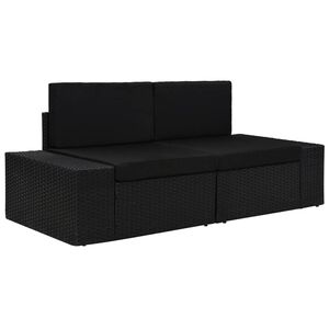 vidaXL Modulinė dvivietė sofa, juodos spalvos, poliratanas