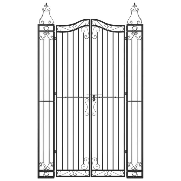 vidaXL Sodo vartai, juodos spalvos, 121x8x200cm, kalta geležis