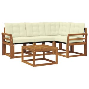 vidaXL Lauko sofos komplektas su pagalve 5 pcs Natūralus ir grietinėlė