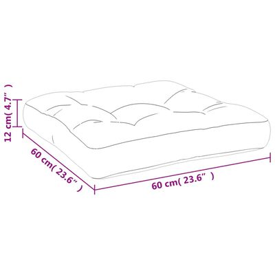 vidaXL Paletės pagalvėlė, pilka, 60x60x12cm, audinys, languota