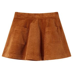 vidaXL Vaiki&scaron;kas sijonas su ki&scaron;enėmis, smėlio spalvos, velvetas, 92 dydžio