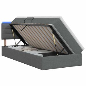 vidaXL LED saugojimo lova su čiužiniu Tamsiai pilka 90 x 200 cm
