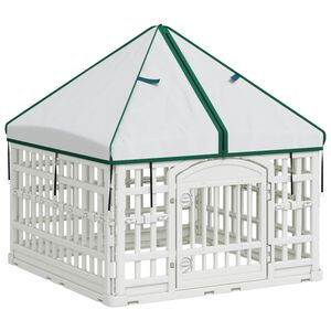 vidaXL 4 Panelių &scaron;unų žaidimų aik&scaron;telė su stogu 88 x 88 x 112 cm Balta