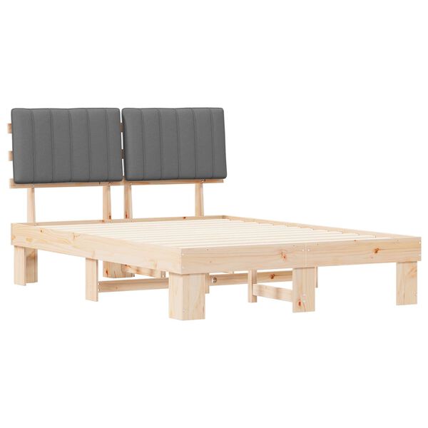 vidaXL Lovo rėmas su apmu&scaron;tu galvūgaliu &Scaron;viesiai pilka 140 x 190 cm