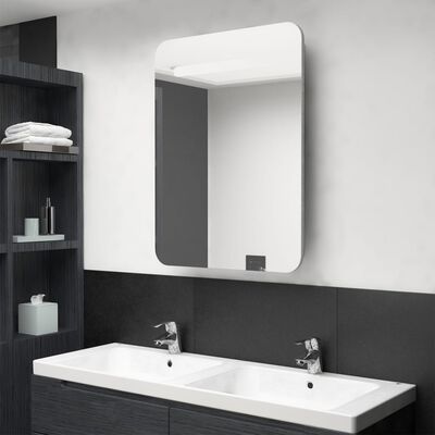 vidaXL Veidrodinė vonios spintelė su LED apšvietimu, pilka, 60x11x80cm