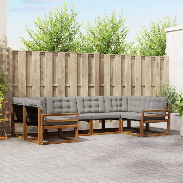 vidaXL Lauko sofos komplektas 6 pcs Natūrali ir &scaron;viesiai pilka