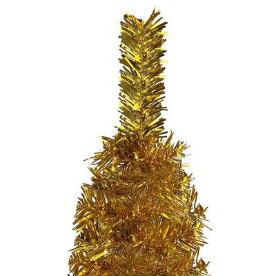 vidaXL Siauria Kalėdų eglutė, auksinės spalvos, 120cm