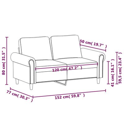 vidaXL Dvivietė sofa, rudos spalvos, 120cm, dirbtinė oda