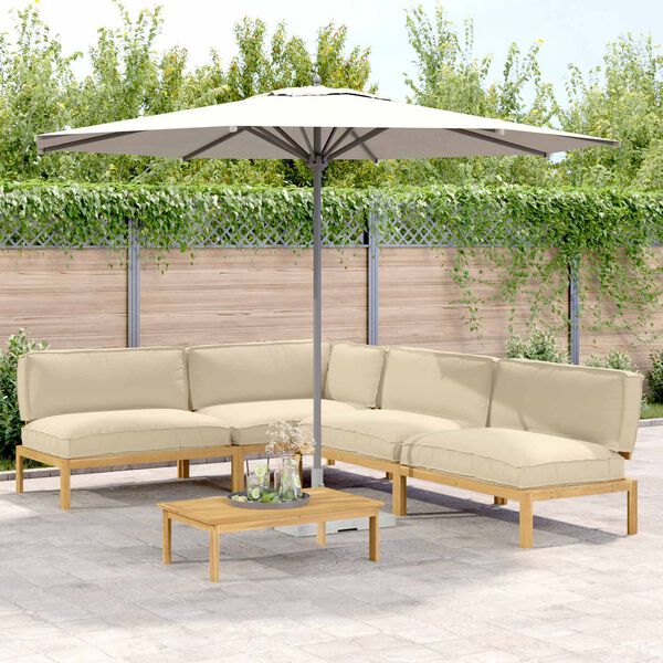 vidaXL Sofos komplektas Paprastas 5 pcs Smėlio Kietos akacijos mediena