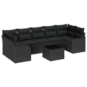 vidaXL Sodo Sofų Rinkinys 8 pcs Juoda Poli Ratanas, Plienas ir Stiklas