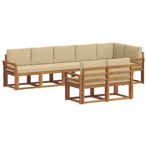 vidaXL Lauko sofos komplektas su pagalve 8 pcs Natūralus ir bežinis