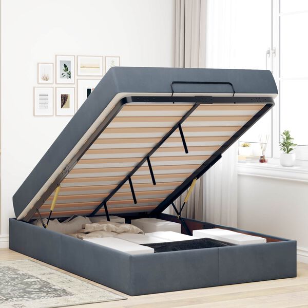 vidaXL Lovos rėmas su čiužiniu su čiužiniu 2 pcs Blanki pilka Aksomas