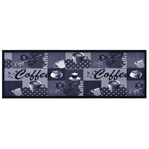 vidaXL Virtuvės kilimas, mėlynas, 45x150cm, plaunamas, užra&scaron;ai Coffee