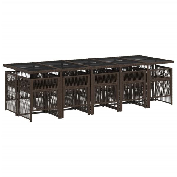 vidaXL Sodo komplektas su pagalvėlėmis, 11 dalių, rudas, poliratanas