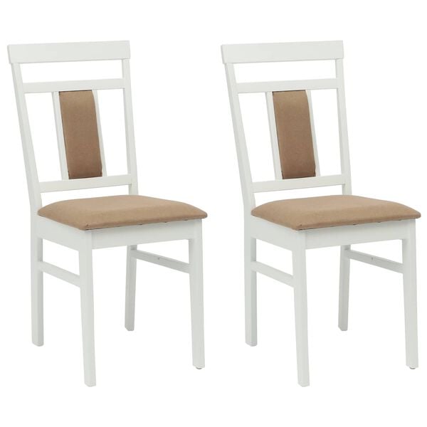 vidaXL Valgomasis krėslas 2 pcs Balta ir ruda Kietas medis
