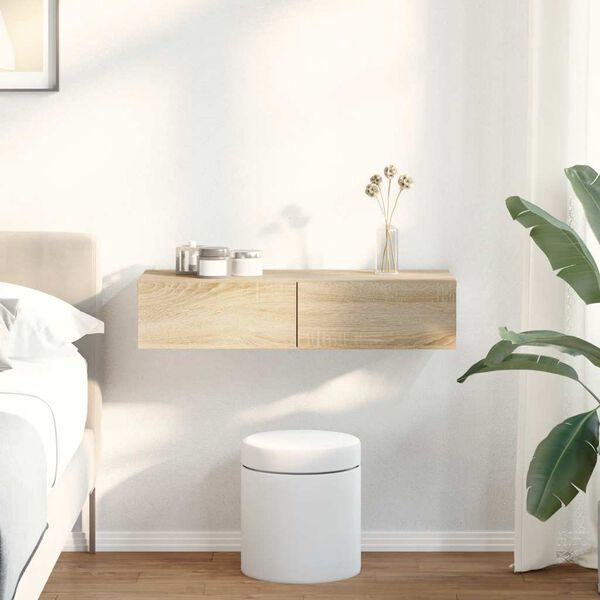 vidaXL Sieninė lentyna su stalčiais, sonoma ąžuolo, 80x33x17cm