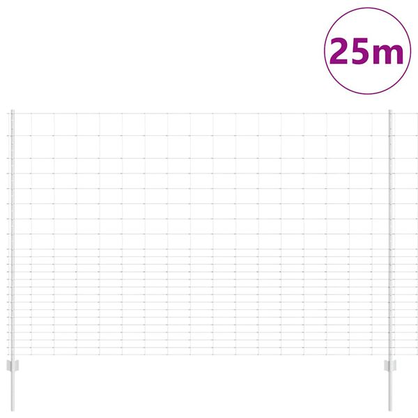 vidaXL Tvora su stulpais Sidabro 1,6 x 25 m Plienas