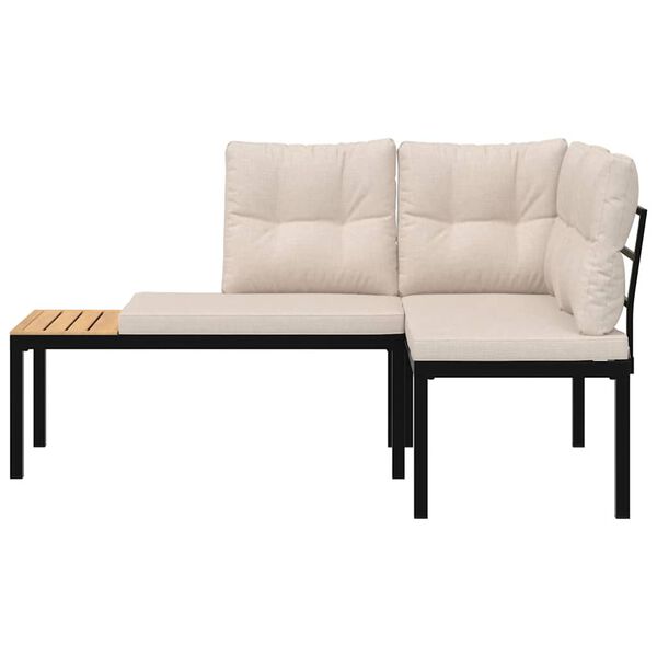 vidaXL Sodo suoliukai su pagalvėlėmis, 2vnt., juodi, plienas